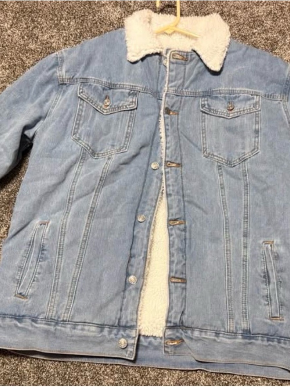 Light Blue Sherpa-Lined Denim Jacket for Men